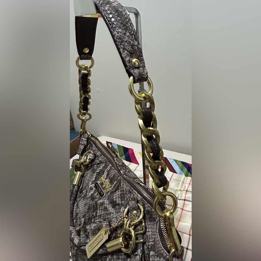 COACH Madison Sophia Python Embossed Leather Satchel/Shoulder Bag - Picture 13 of 17